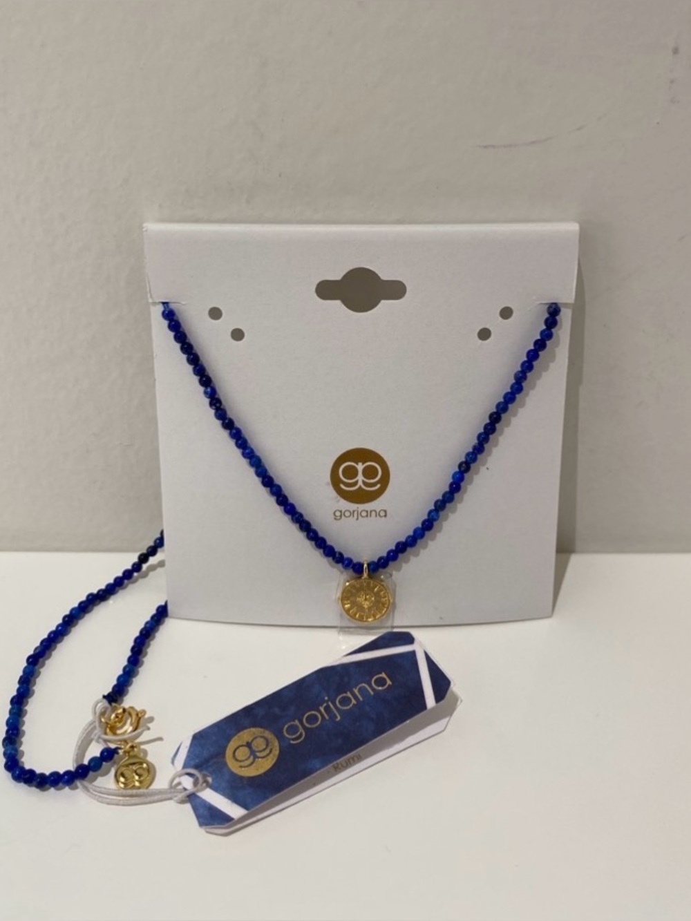 NWT Gorjana Lapis And Gold Tone Pendant Necklace Layering  Necklace Dainty